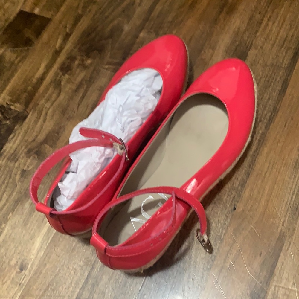 AGL hot pink patent espadrilles with ankle strap. Never worn